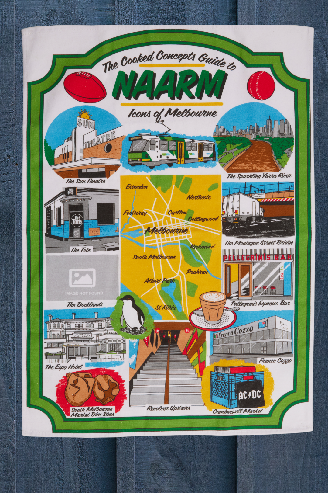 Icons of Naarm (Melbourne) Tea Towel