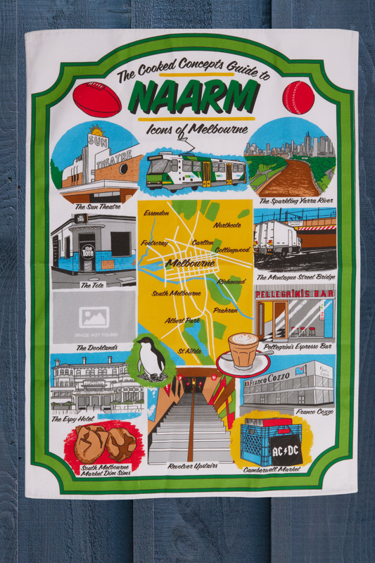 Icons of Naarm (Melbourne) Tea Towel